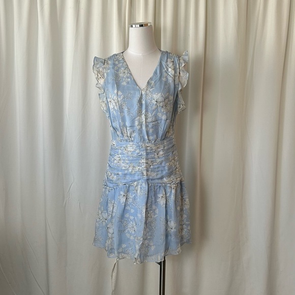 INTERMIX Dresses & Skirts - INTERMIX Ryder Floral Silk Mini Dress Blue Size 4.